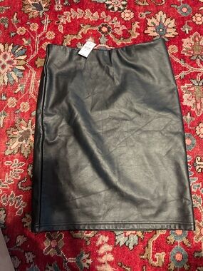Loft Black Faux Leather Pencil Skirt
